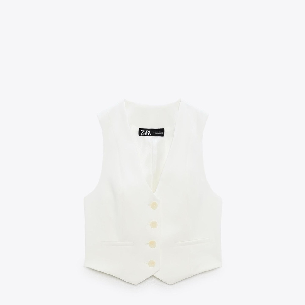 Zara White Buttoned Vest